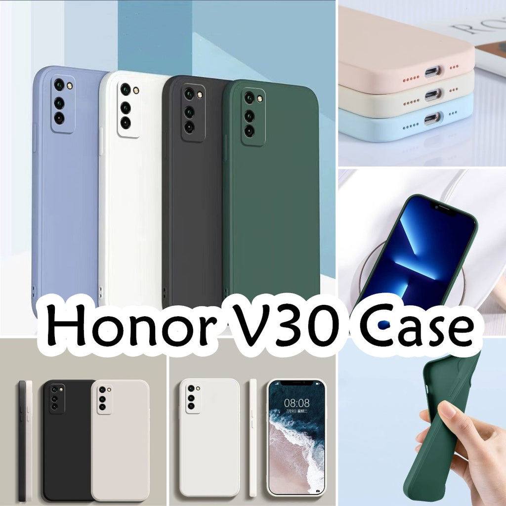 For Honor V30 Cover Drop and wear resistant Silicone Full Case Classic Simple Solid Color Phone Case Cover