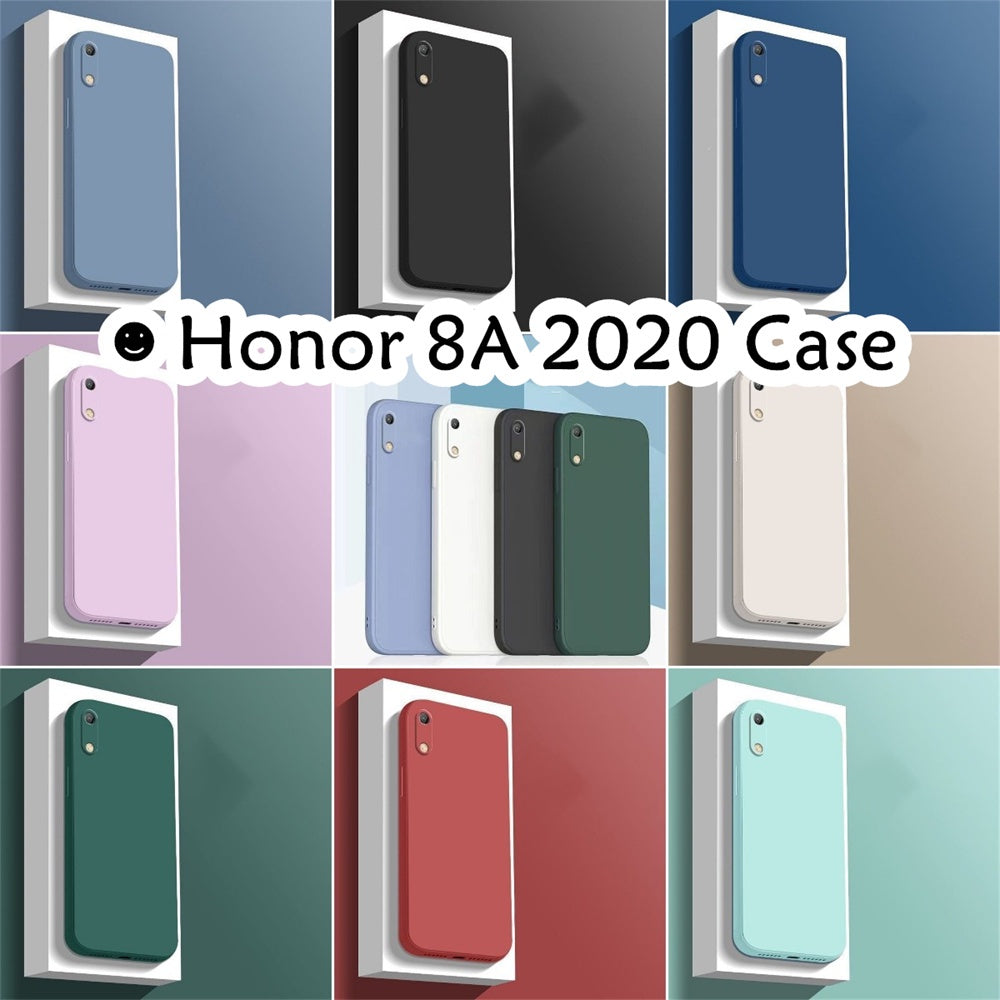 For Honor 8A 2020 Cover Drop and wear resistant Silicone Full Case Classic Simple Solid Color Phone Case Cover