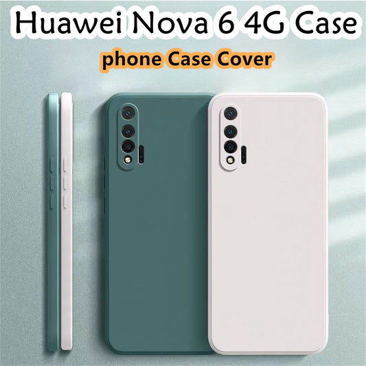 For Huawei Nova 6 4G Cover Drop and wear resistant Silicone Full Case Classic Simple Solid Color Phone Case Cover