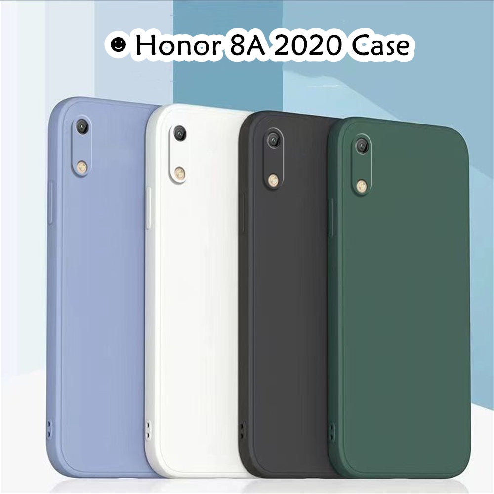 For Honor 8A 2020 Cover Drop and wear resistant Silicone Full Case Classic Simple Solid Color Phone Case Cover