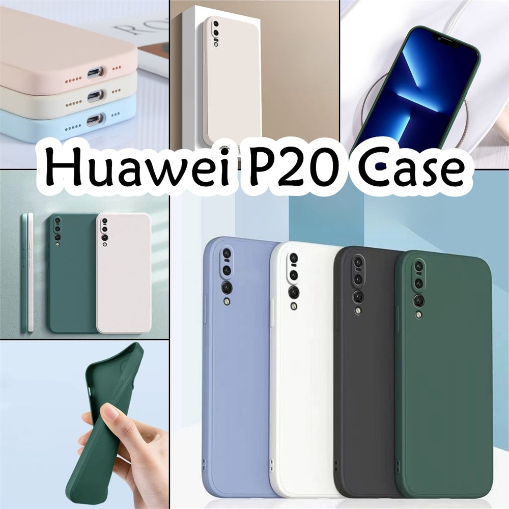 For Huawei P20 Cover Drop and wear resistant Silicone Full Case Classic Simple Solid Color Phone Case Cover