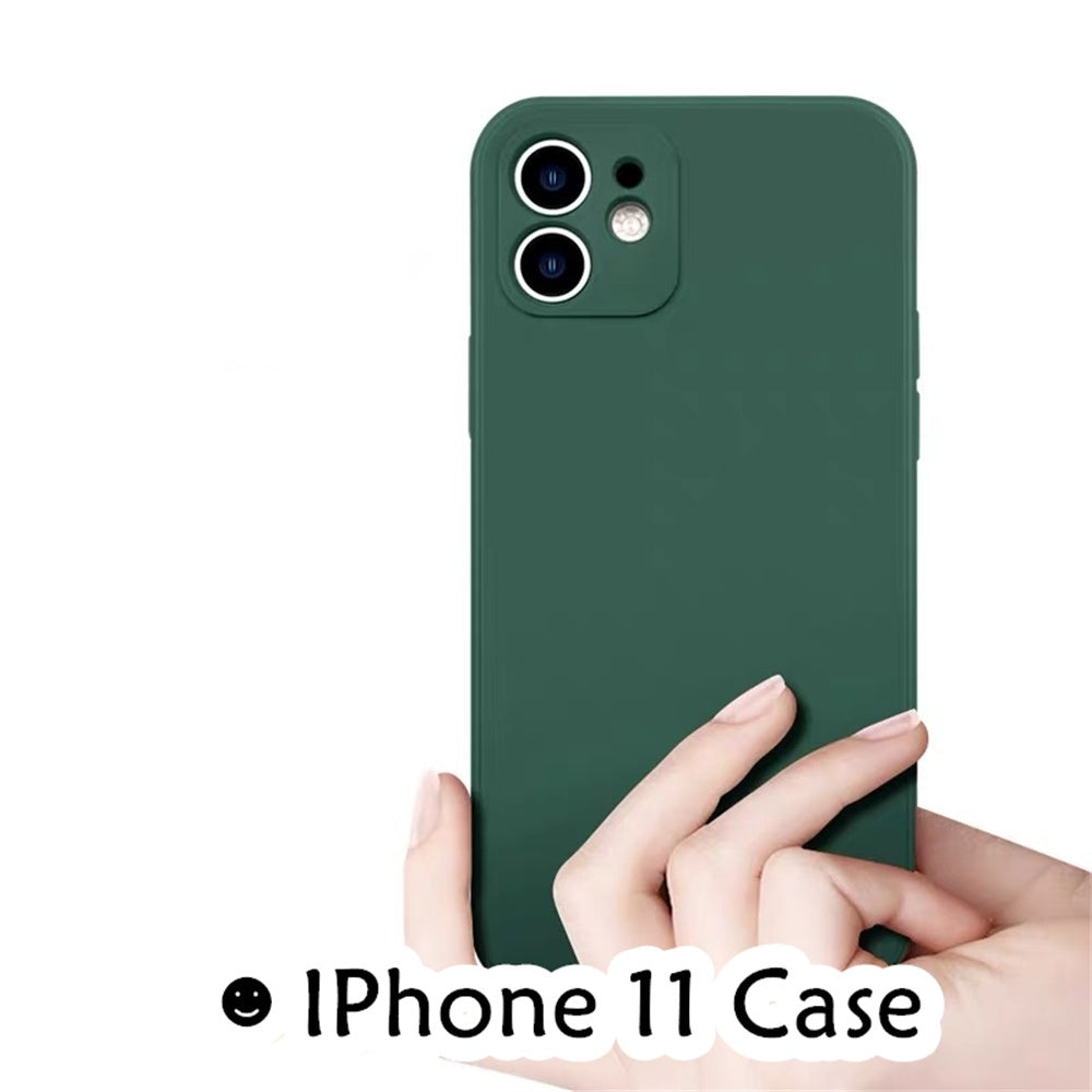 For IPhone 11 Cover Drop and wear resistant Silicone Full Case Classic Simple Solid Color Phone Case Cover