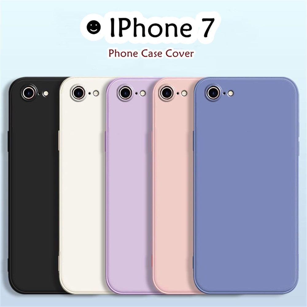 For IPhone 7 Cover Drop and wear resistant Silicone Full Case Classic Simple Solid Color Phone Case Cover