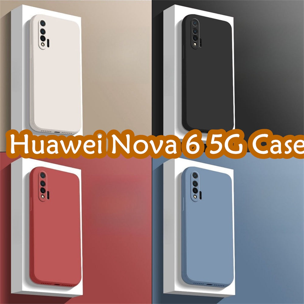 For Huawei Nova 6 5G Cover Drop and wear resistant Silicone Full Case Classic Simple Solid Color Phone Case Cover