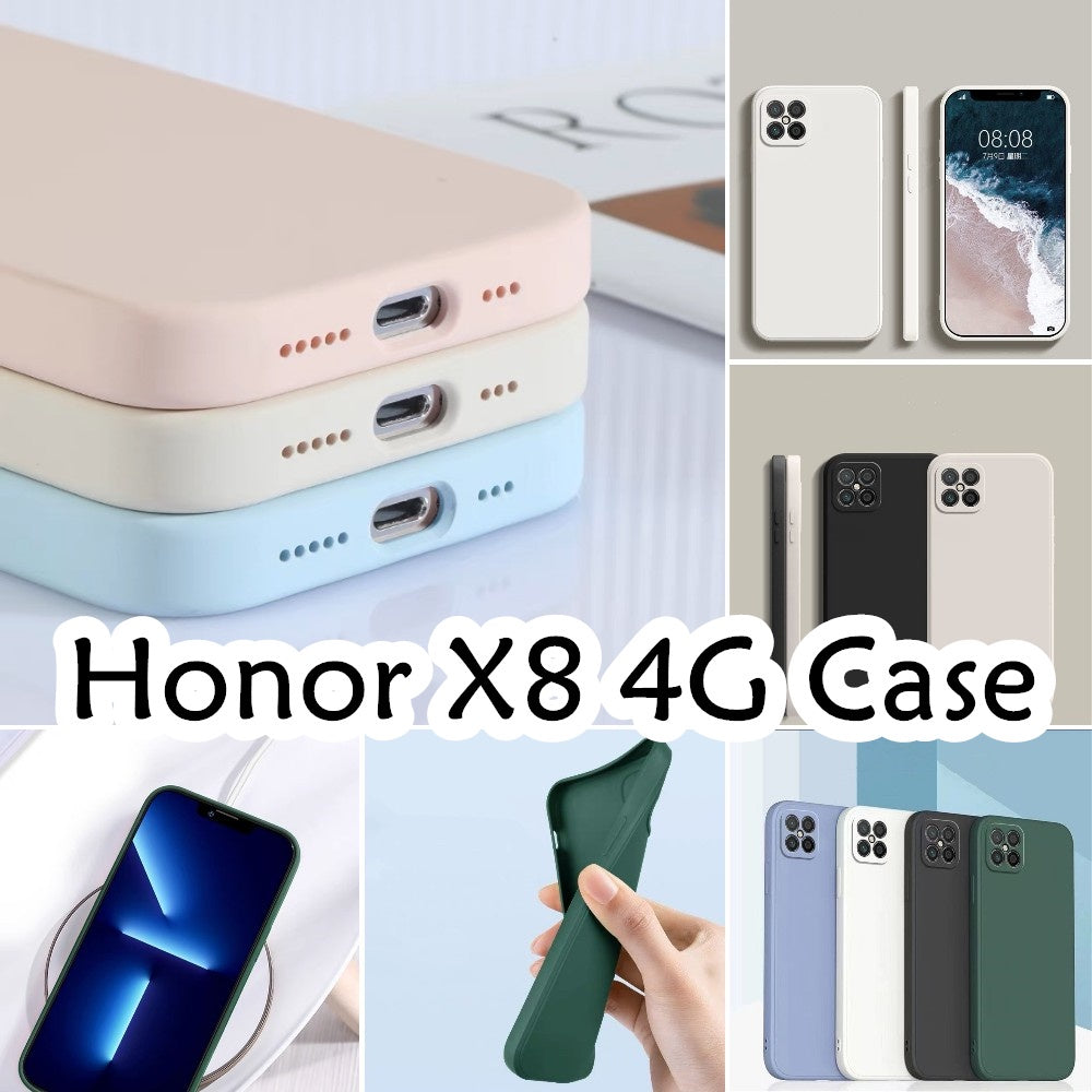 For Honor X8 4G Cover Drop and wear resistant Silicone Full Case Classic Simple Solid Color Phone Case Cover