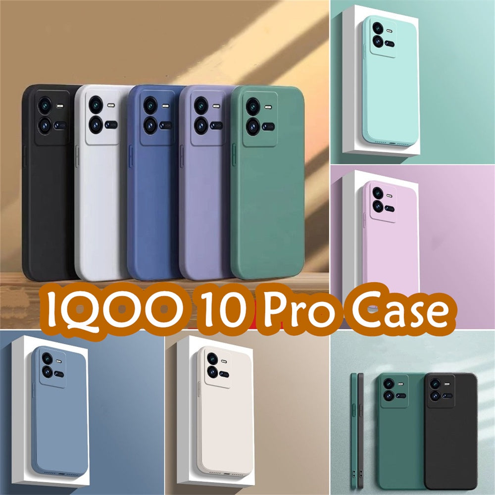 For IQOO 10 Pro Cover Drop and wear resistant Silicone Full Case Classic Simple Solid Color Phone Case Cover