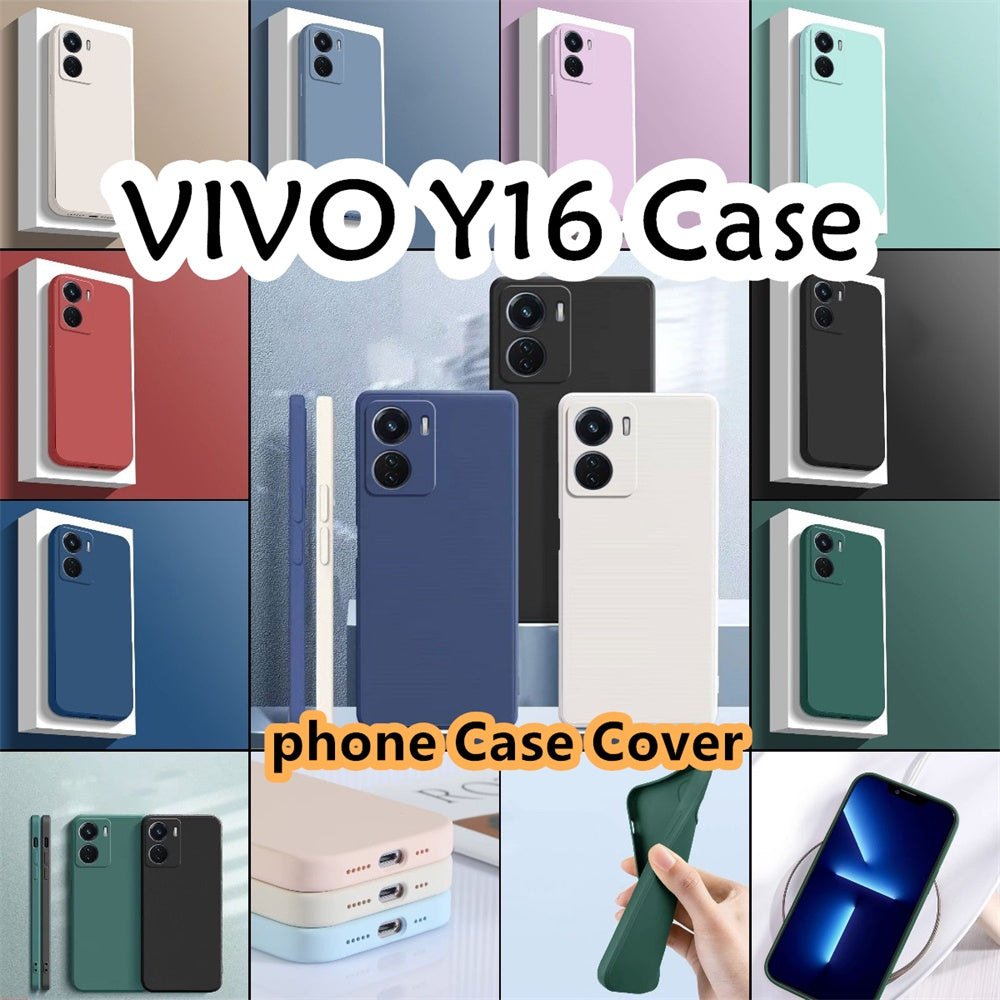 For VIVO Y16 Cover Drop and wear resistant Silicone Full Case Classic Simple Solid Color Phone Case Cover
