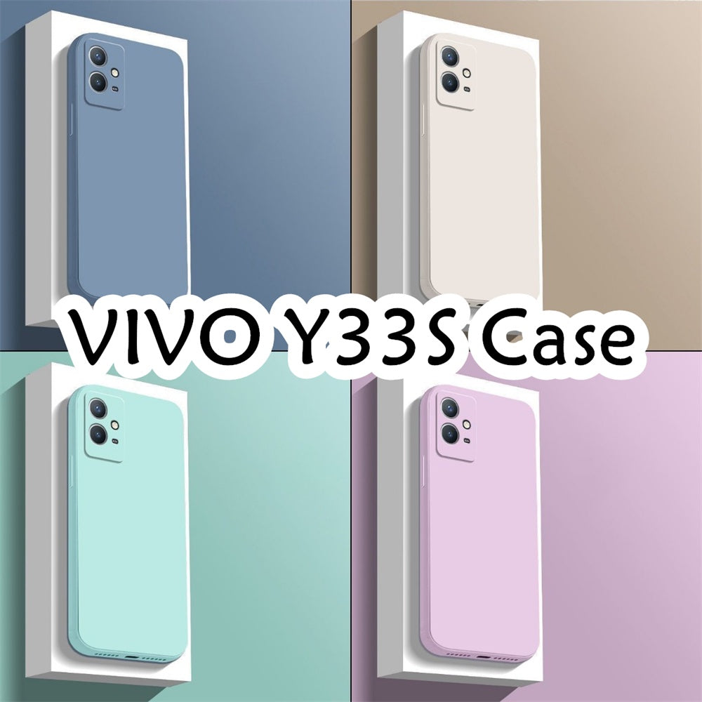 For VIVO Y33S Cover Drop and wear resistant Silicone Full Case Classic Simple Solid Color Phone Case Cover