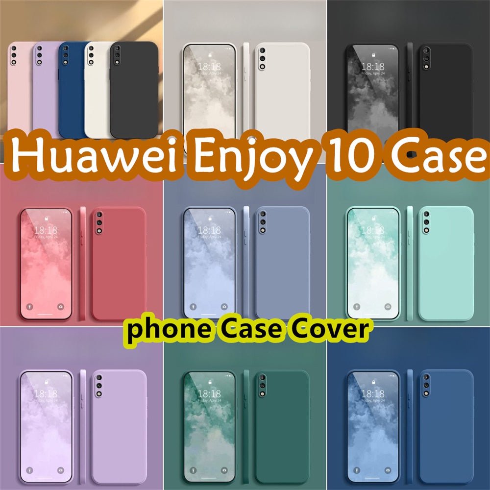 For Huawei Enjoy 10 Cover Drop and wear resistant Silicone Full Case Classic Simple Solid Color Phone Case Cover