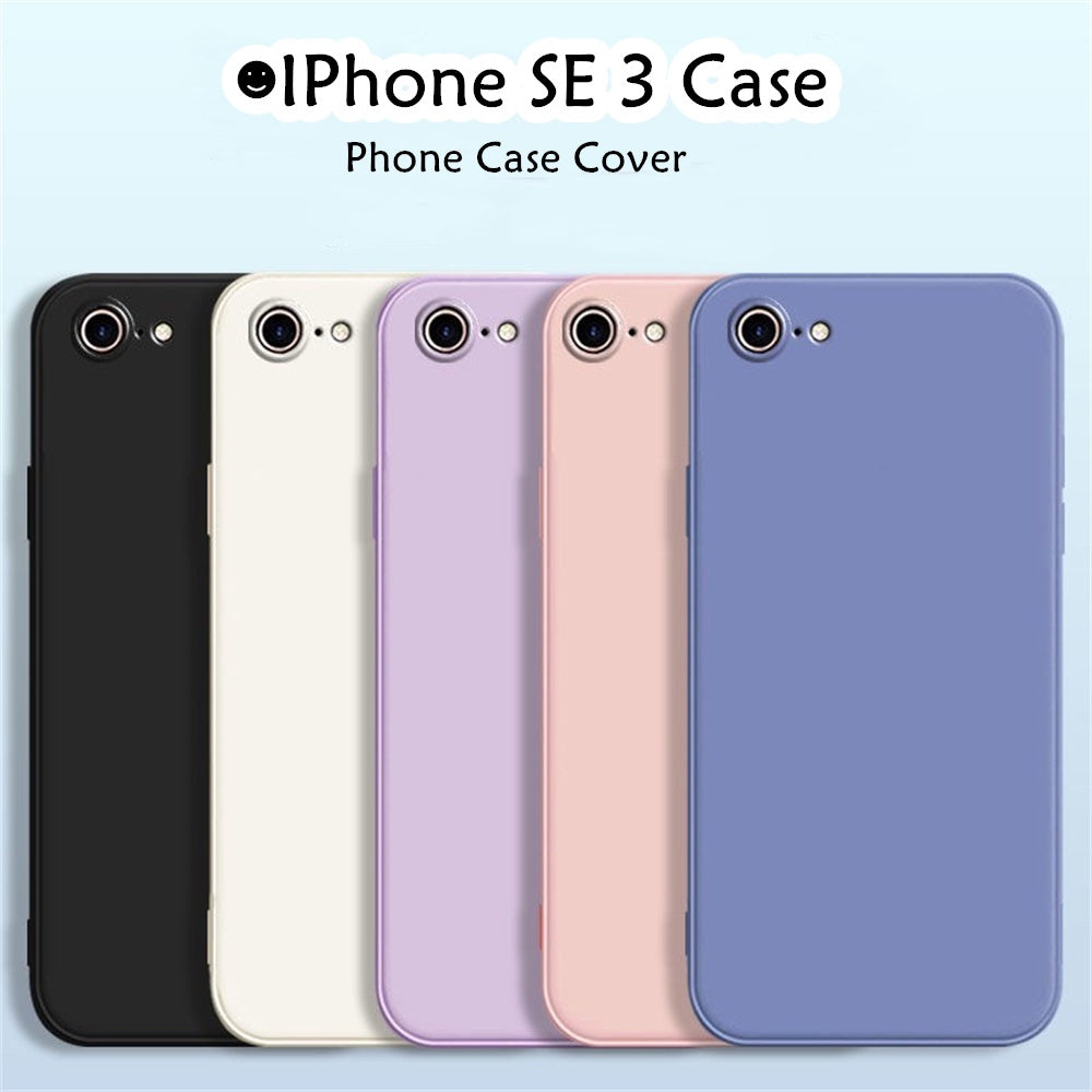 For IPhone SE 3 Cover Drop and wear resistant Silicone Full Case Classic Simple Solid Color Phone Case Cover