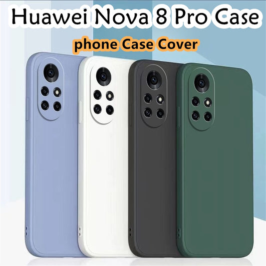 For Huawei Nova 8 Pro Cover Drop and wear resistant Silicone Full Case Classic Simple Solid Color Phone Case Cover