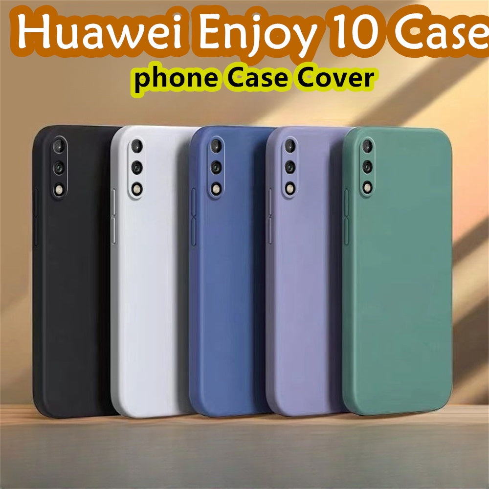 For Huawei Enjoy 10 Cover Drop and wear resistant Silicone Full Case Classic Simple Solid Color Phone Case Cover