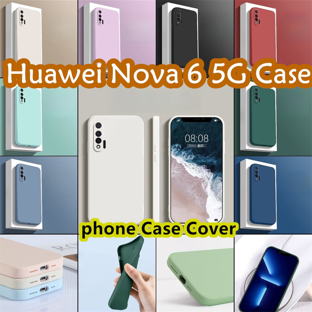 For Huawei Nova 6 5G Cover Drop and wear resistant Silicone Full Case Classic Simple Solid Color Phone Case Cover