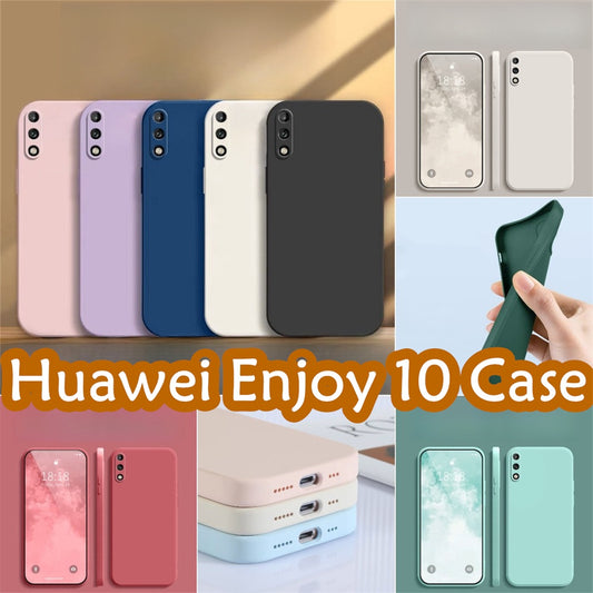 For Huawei Enjoy 10 Cover Drop and wear resistant Silicone Full Case Classic Simple Solid Color Phone Case Cover