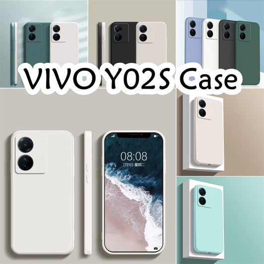 For VIVO Y02S Cover Drop and wear resistant Silicone Full Case Classic Simple Solid Color Phone Case Cover