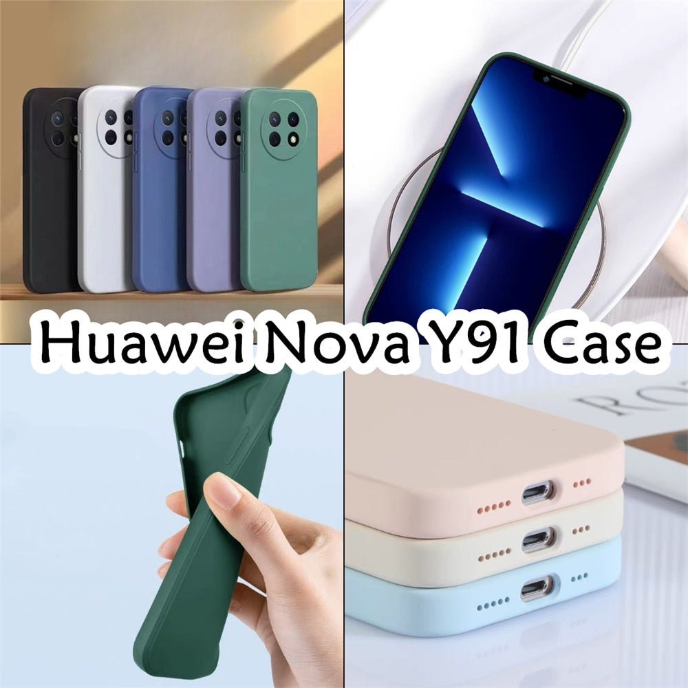 For Huawei Nova Y91 Cover Drop and wear resistant Silicone Full Case Classic Simple Solid Color Phone Case Cover