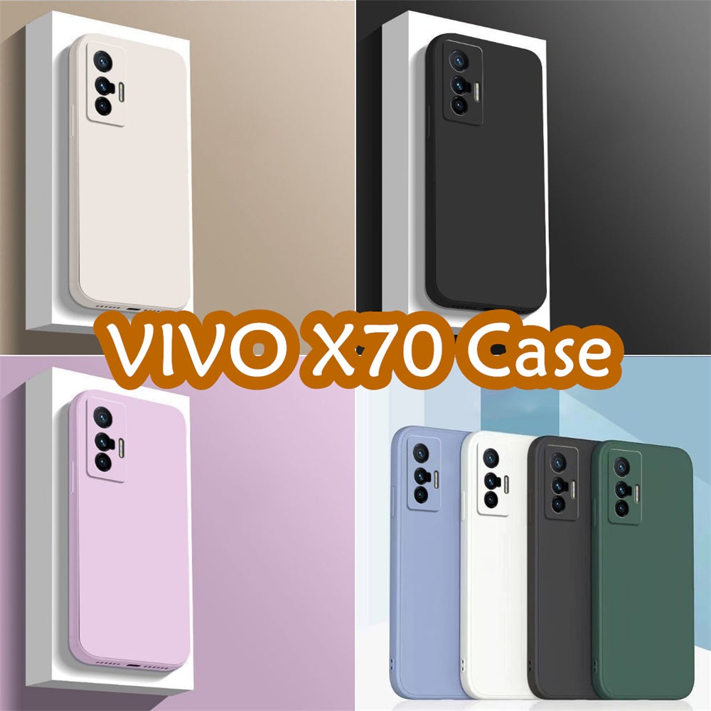 For VIVO X70 Cover Drop and wear resistant Silicone Full Case Classic Simple Solid Color Phone Case Cover
