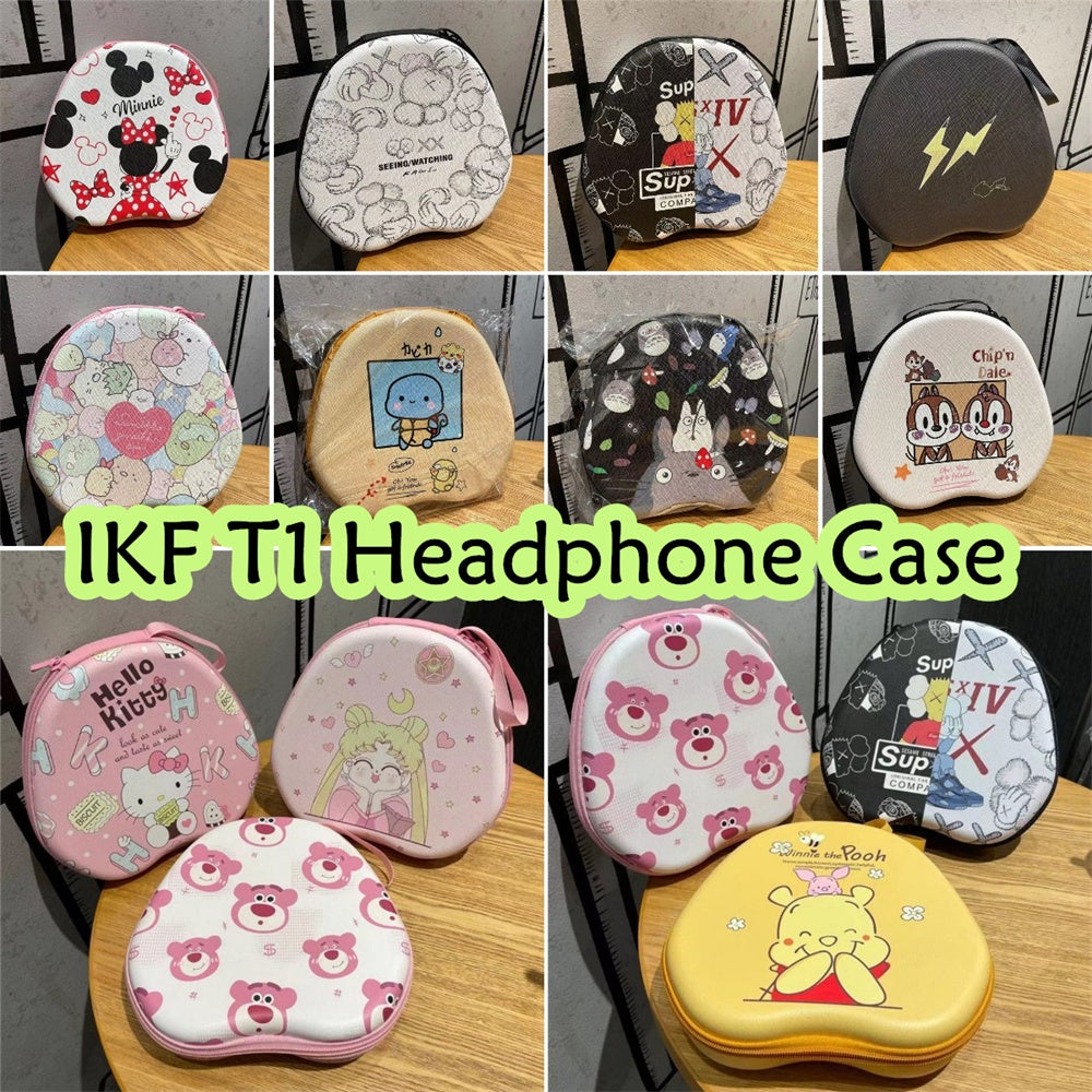 For IKF T1 Headphone Case Cartoon Creative Patterns Headset Earpads Storage Bag Casing Box
