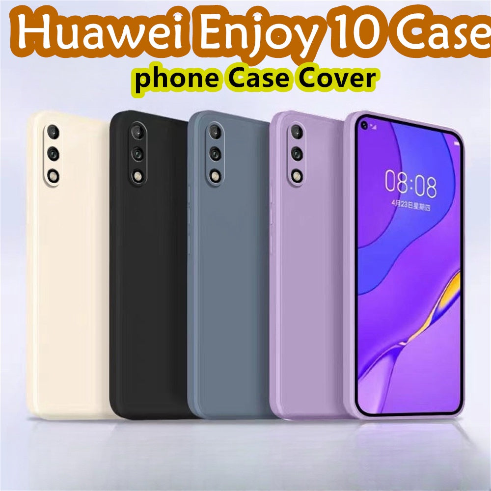 For Huawei Enjoy 10 Cover Drop and wear resistant Silicone Full Case Classic Simple Solid Color Phone Case Cover