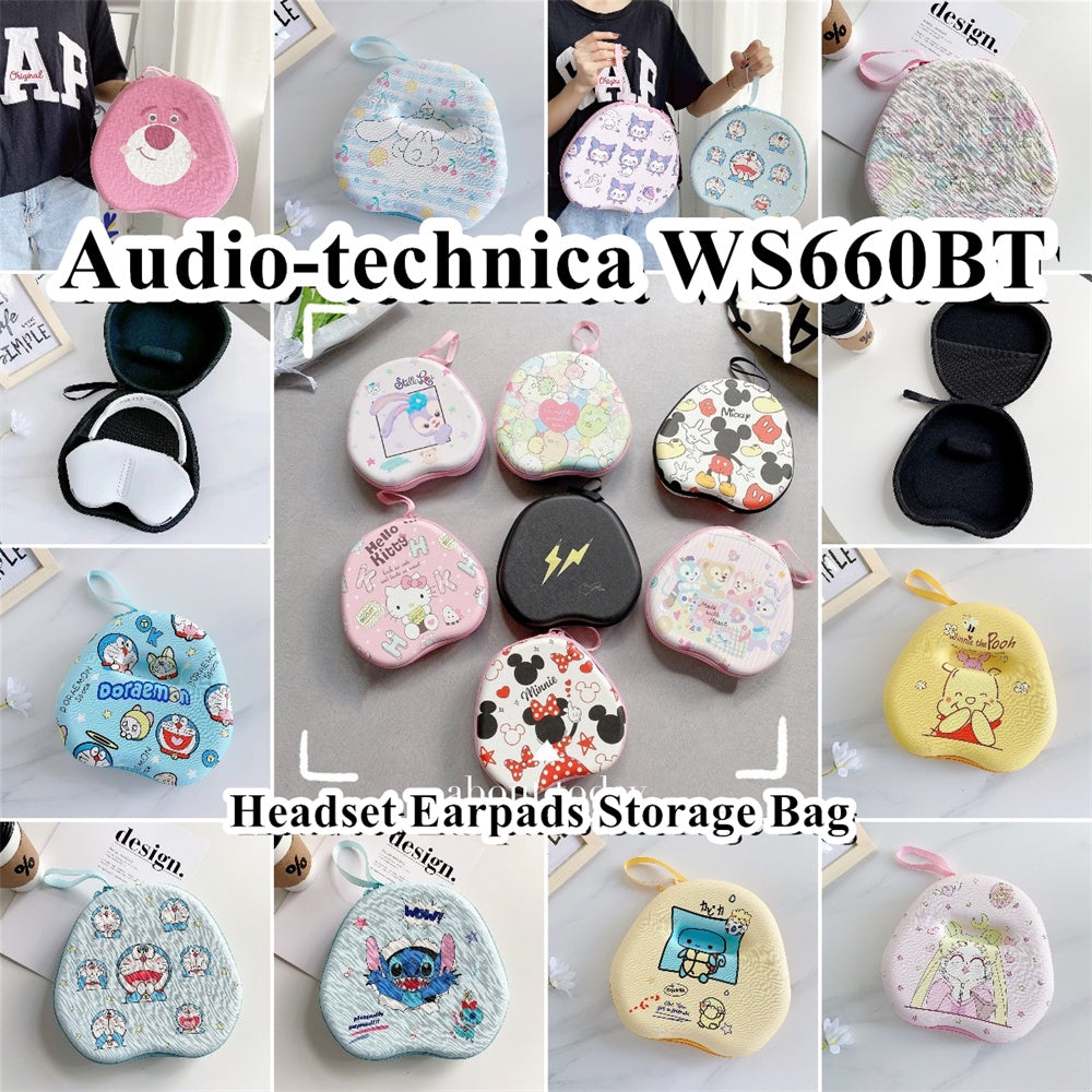 For Audio-technica WS660BT Headphone Case Cartoon Creative Patterns Headset Earpads Storage Bag Casing Box