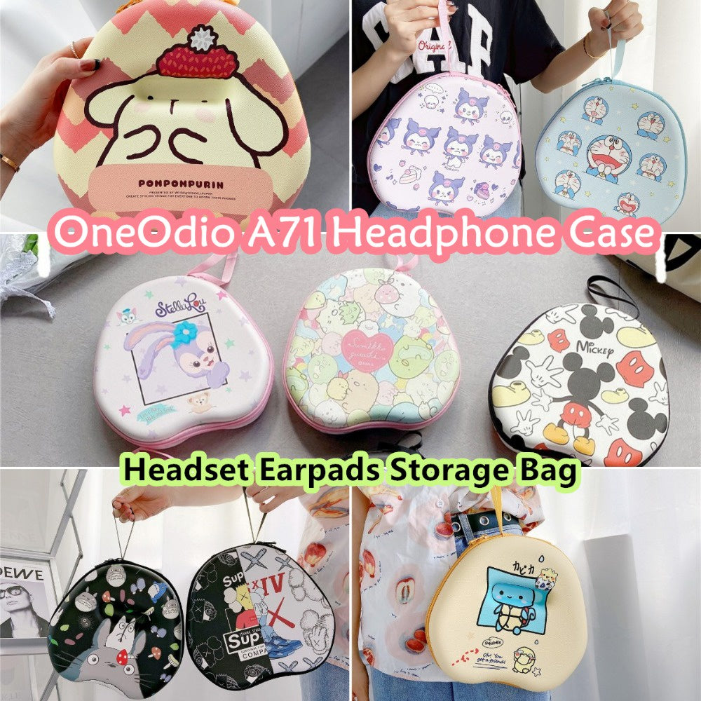 For OneOdio A71 Headphone Case Cartoon Creative Patterns Headset Earpads Storage Bag Casing Box