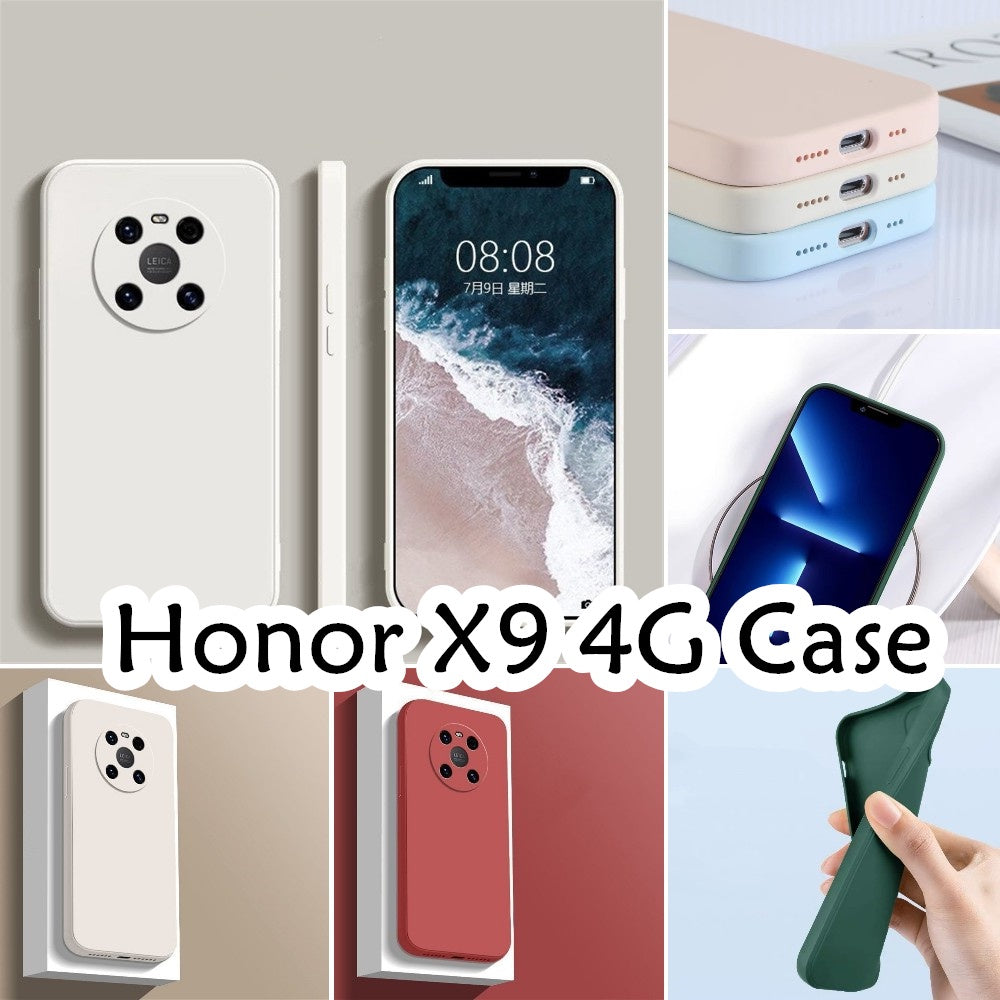 For Honor X9 4G Cover Drop and wear resistant Silicone Full Case Classic Simple Solid Color Phone Case Cover