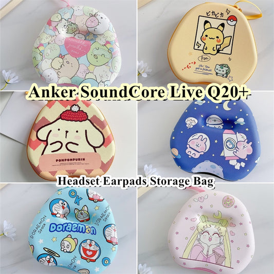 For Anker SoundCore Live Q20+ Headphone Case Cartoon Creative Patterns Headset Earpads Storage Bag Casing Box
