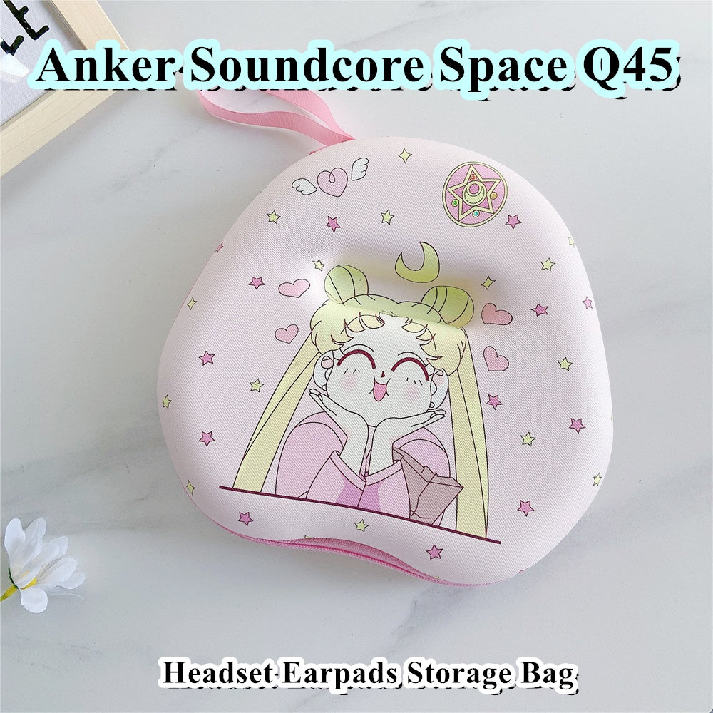 For Anker Soundcore Space Q45 Headphone Case Cartoon Creative Patterns Headset Earpads Storage Bag Casing Box