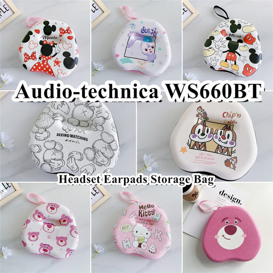 For Audio-technica WS660BT Headphone Case Cartoon Creative Patterns Headset Earpads Storage Bag Casing Box