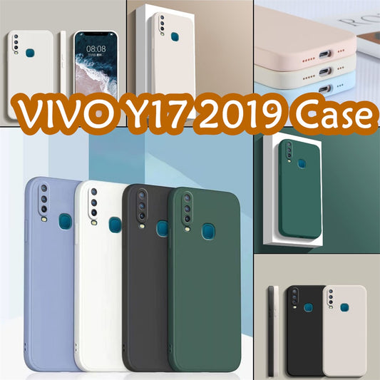 For VIVO Y17 2019 Cover Drop and wear resistant Silicone Full Case Classic Simple Solid Color Phone Case Cover