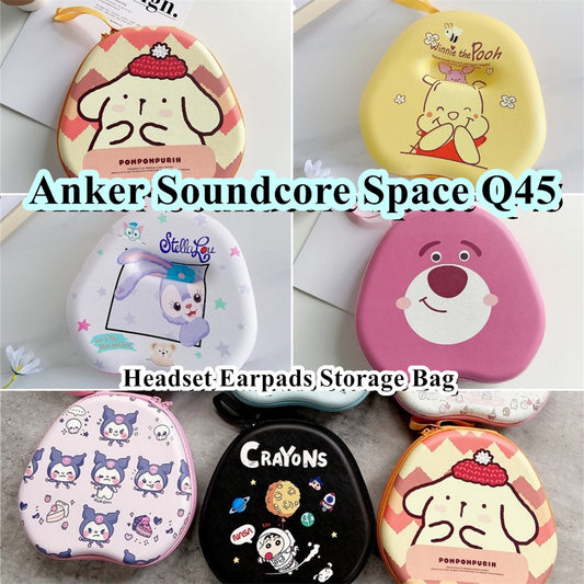 For Anker Soundcore Space Q45 Headphone Case Cartoon Creative Patterns Headset Earpads Storage Bag Casing Box