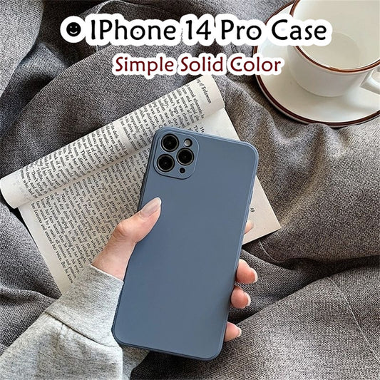 For IPhone 14 Pro Cover Drop and wear resistant Silicone Full Case Classic Simple Solid Color Phone Case Cover