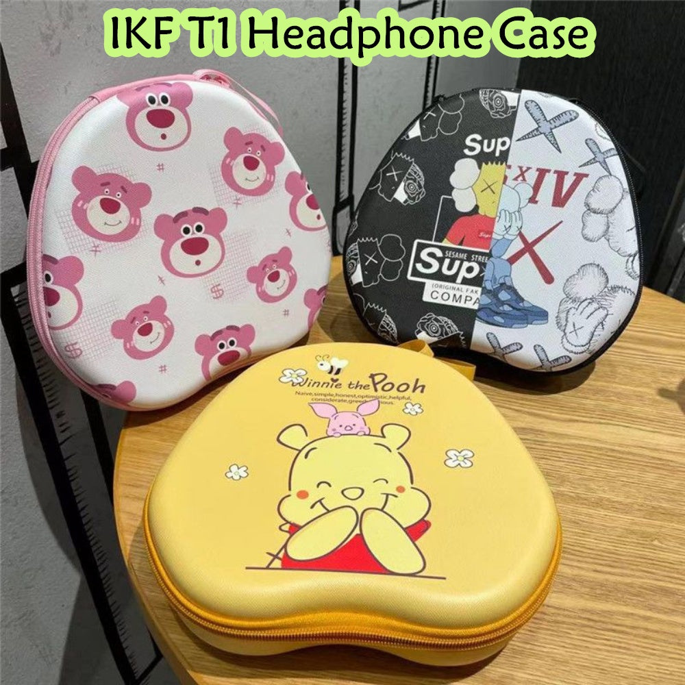 For IKF T1 Headphone Case Cartoon Creative Patterns Headset Earpads Storage Bag Casing Box