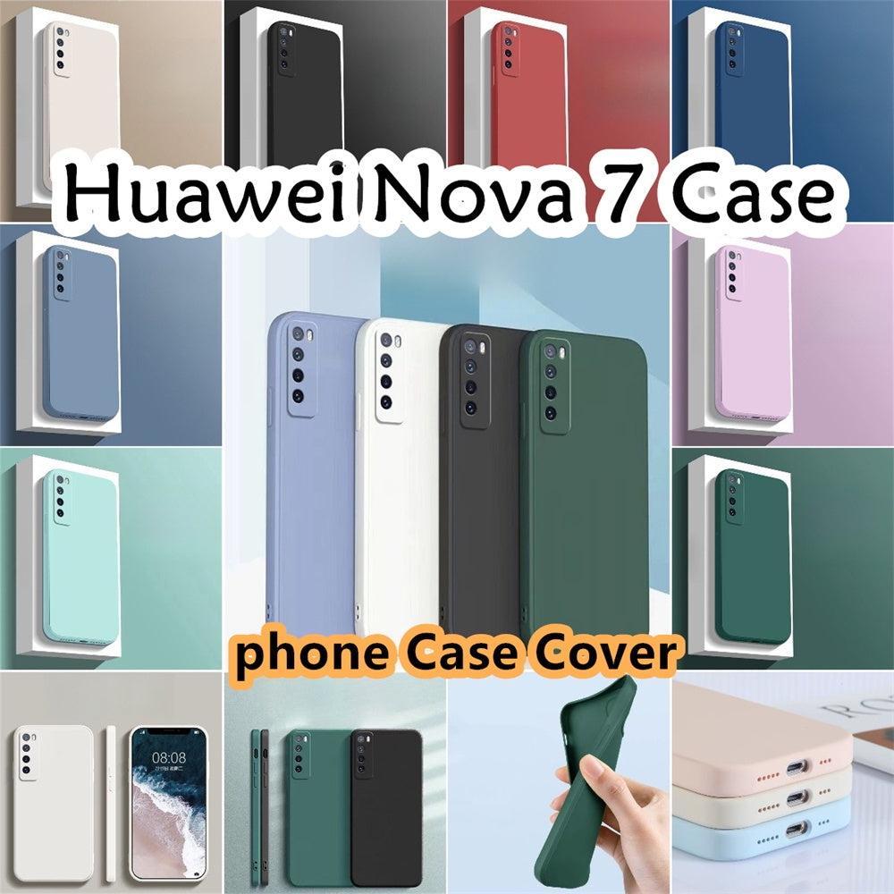 For Huawei Nova 7 Cover Drop and wear resistant Silicone Full Case Classic Simple Solid Color Phone Case Cover