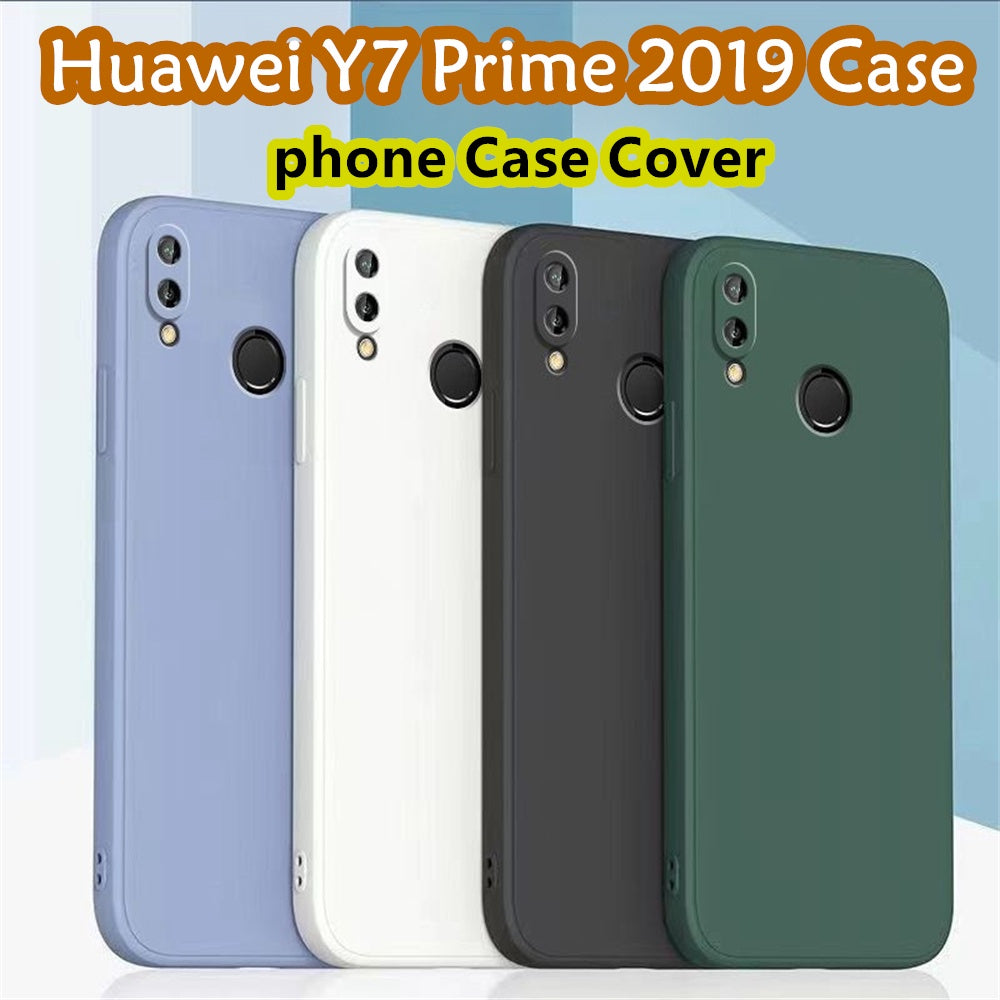 For Huawei Y7 Prime 2019 Cover Drop and wear resistant Silicone Full Case Classic Simple Solid Color Phone Case Cover