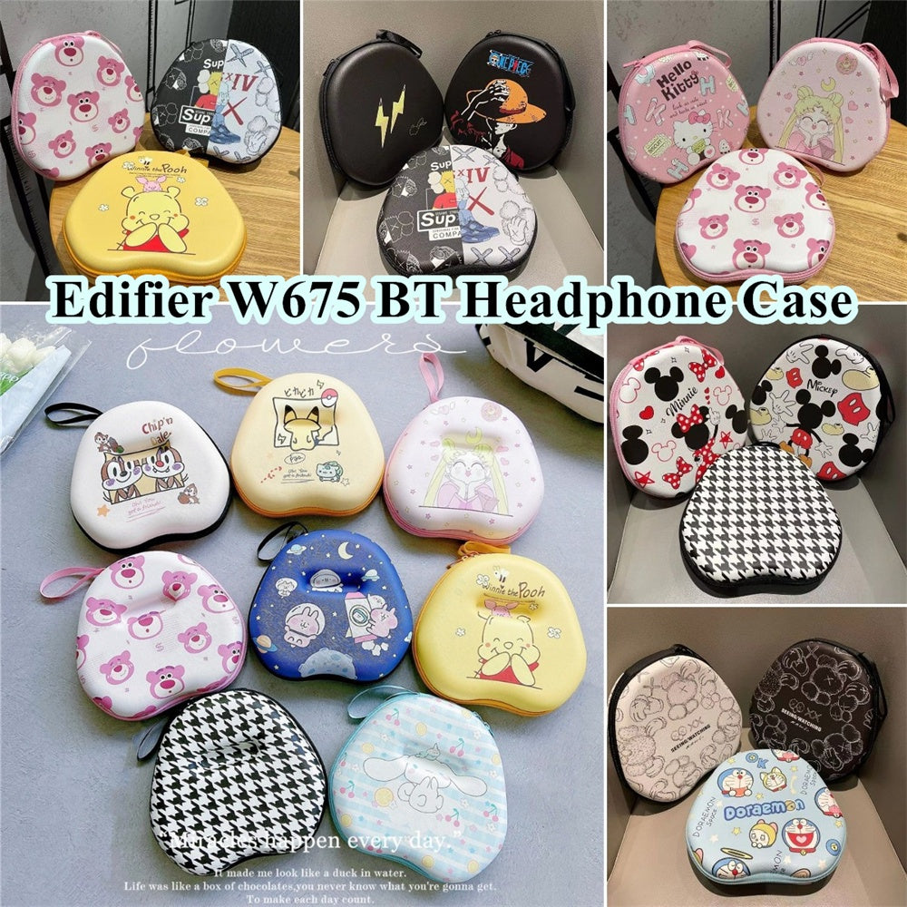 For Edifier W675 BT Headphone Case Cartoon Creative Patterns Headset Earpads Storage Bag Casing Box