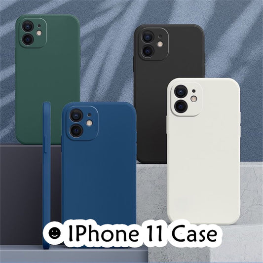 For IPhone 11 Cover Drop and wear resistant Silicone Full Case Classic Simple Solid Color Phone Case Cover