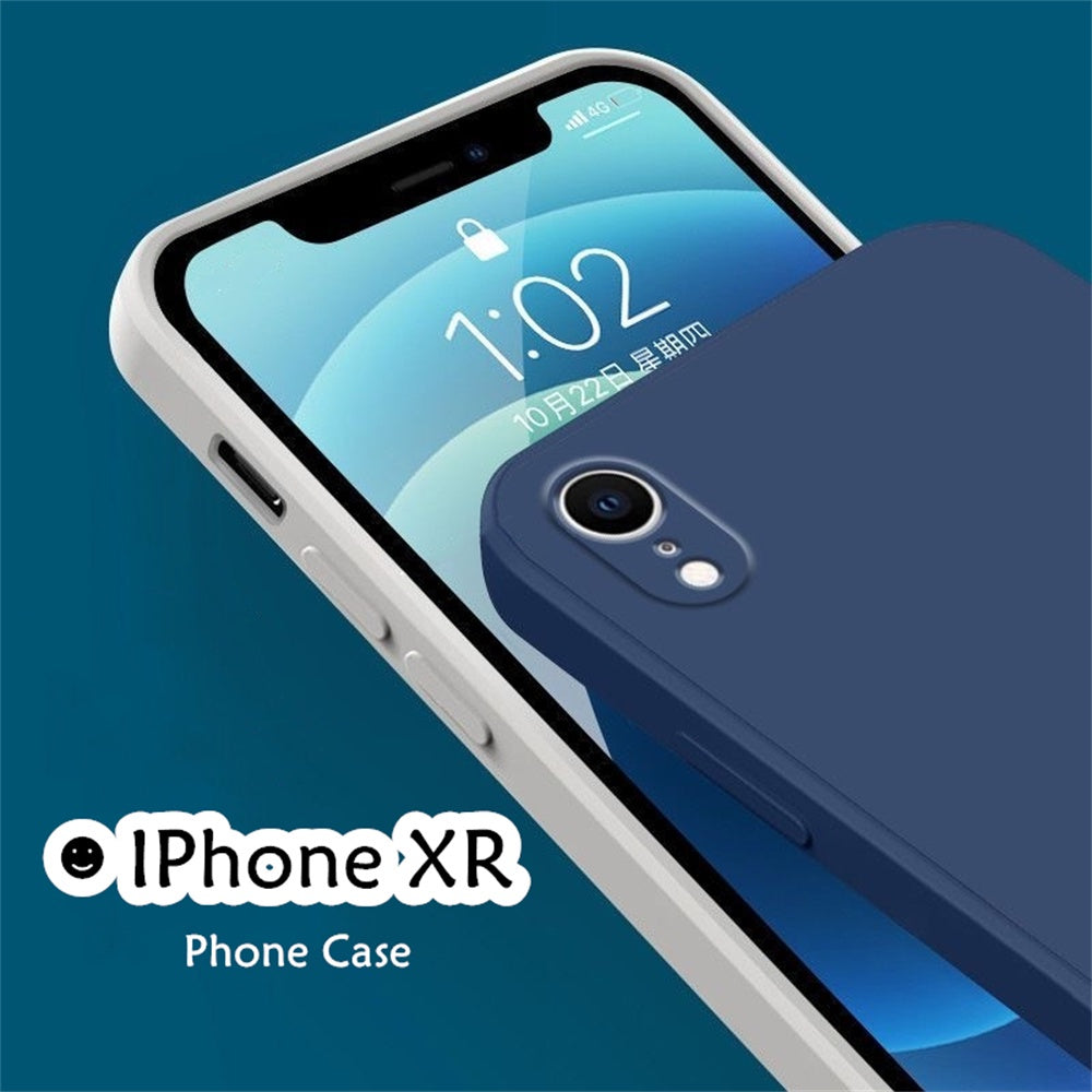 For IPhone XR Cover Drop and wear resistant Silicone Full Case Classic Simple Solid Color Phone Case Cover
