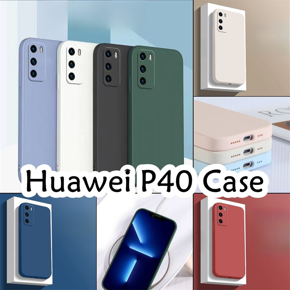 For Huawei P40 Cover Drop and wear resistant Silicone Full Case Classic Simple Solid Color Phone Case Cover