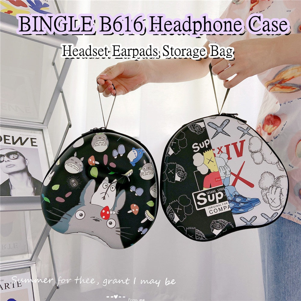 For BINGLE B616 Headphone Case Cartoon Creative Patterns Headset Earpads Storage Bag Casing Box