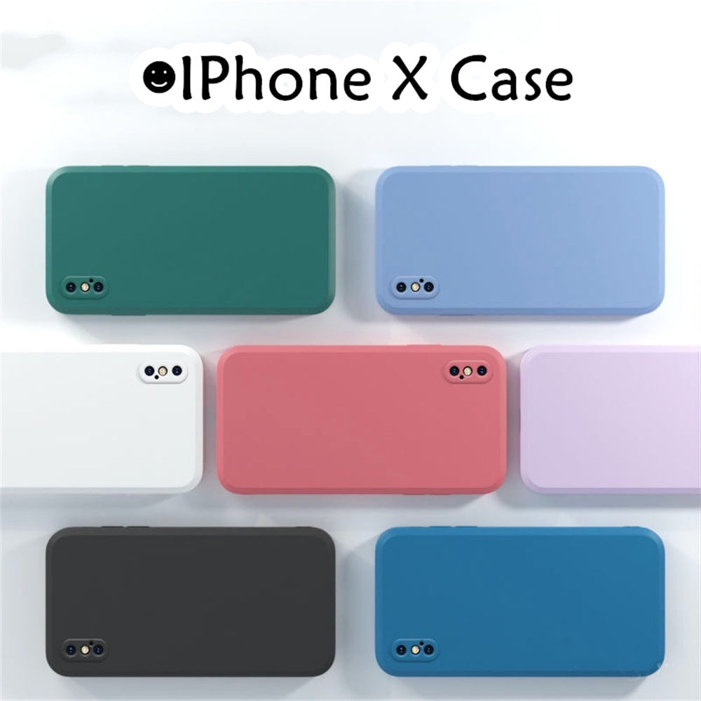 For IPhone X Cover Drop and wear resistant Silicone Full Case Classic Simple Solid Color Phone Case Cover