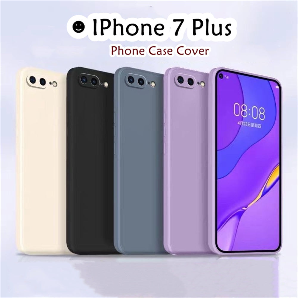 For IPhone 7 Plus Cover Drop and wear resistant Silicone Full Case Classic Simple Solid Color Phone Case Cover