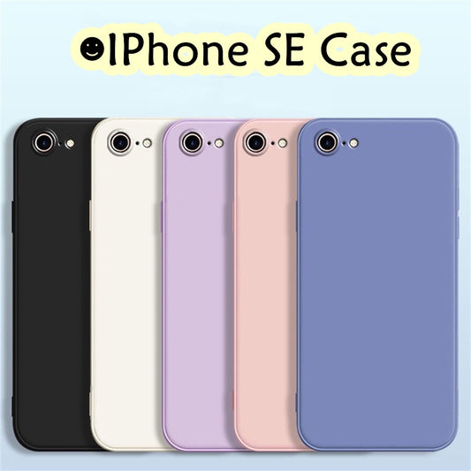 For IPhone SE Cover Drop and wear resistant Silicone Full Case Classic Simple Solid Color Phone Case Cover