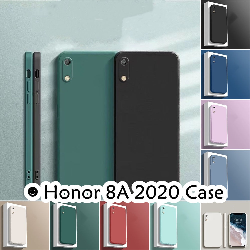 For Honor 8A 2020 Cover Drop and wear resistant Silicone Full Case Classic Simple Solid Color Phone Case Cover
