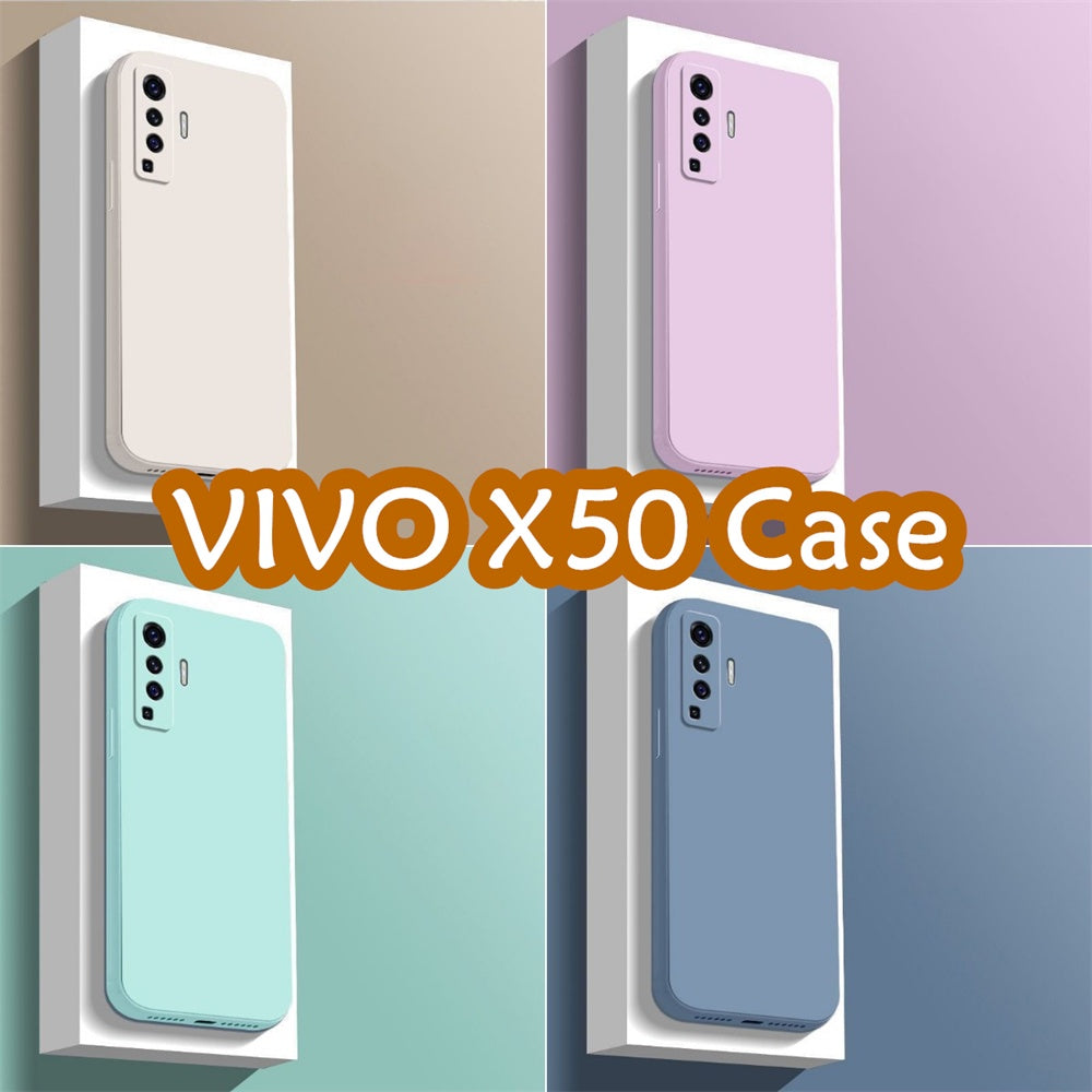 For VIVO X50 Cover Drop and wear resistant Silicone Full Case Classic Simple Solid Color Phone Case Cover