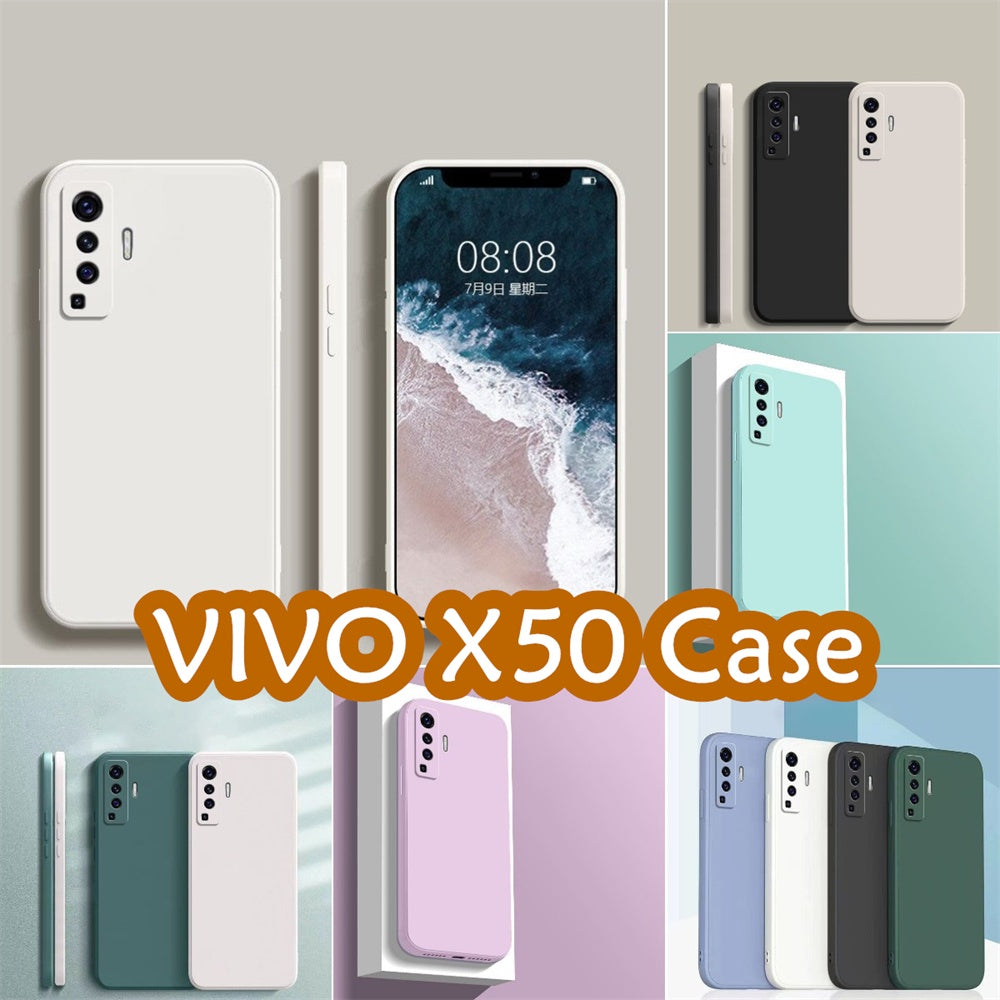 For VIVO X50 Cover Drop and wear resistant Silicone Full Case Classic Simple Solid Color Phone Case Cover