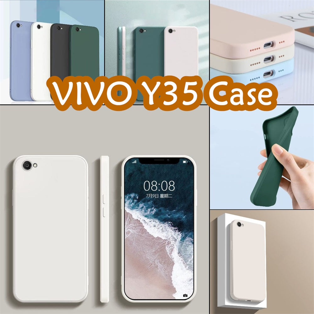 For VIVO Y35 Cover Drop and wear resistant Silicone Full Case Classic Simple Solid Color Phone Case Cover