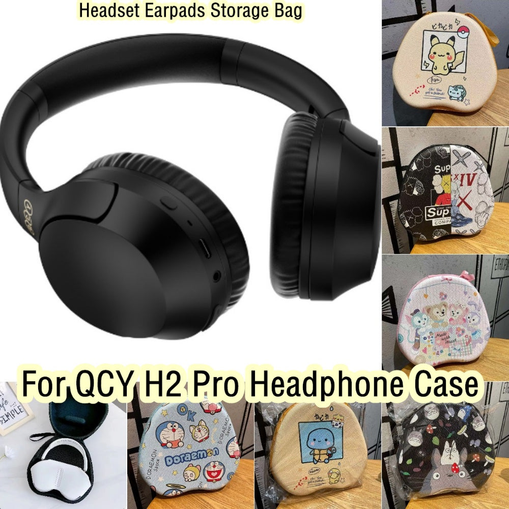 For QCY H2 Pro Headphone Case Cartoon Creative Patterns Headset Earpads Storage Bag Casing Box