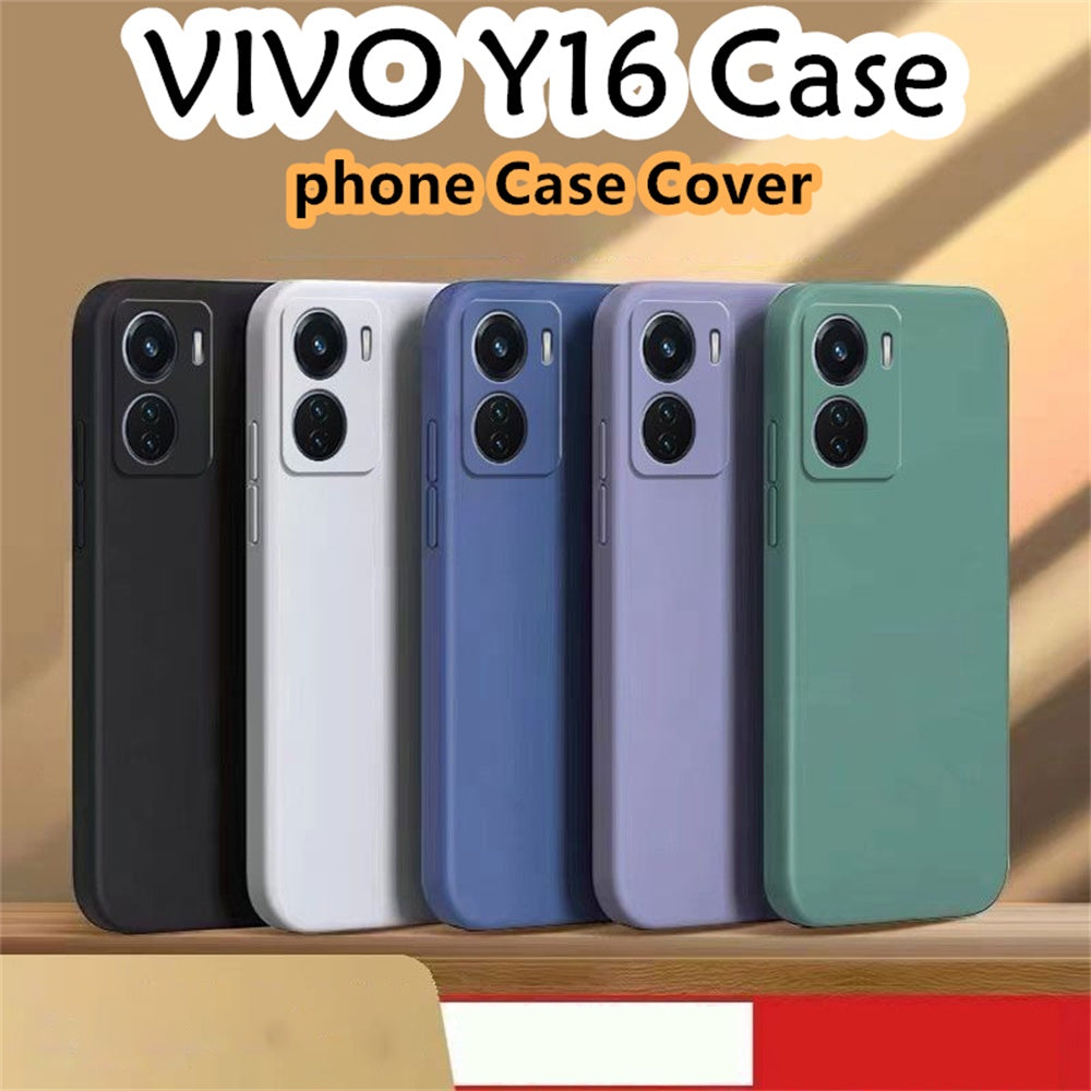 For VIVO Y16 Cover Drop and wear resistant Silicone Full Case Classic Simple Solid Color Phone Case Cover