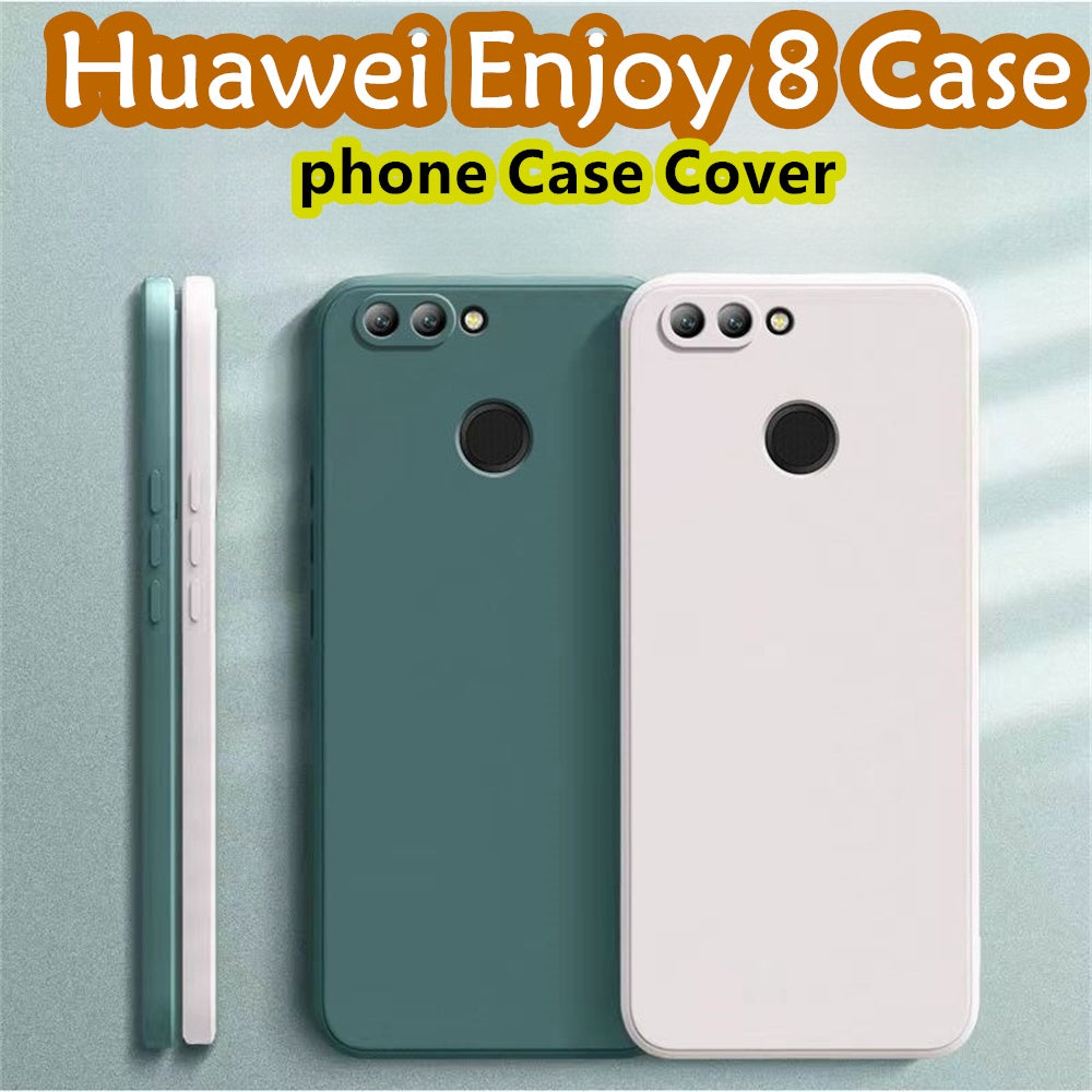 For Huawei Enjoy 8 Cover Drop and wear resistant Silicone Full Case Classic Simple Solid Color Phone Case Cover